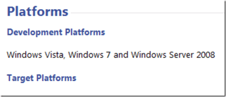 Screen clipping from the StorageClient documentation with empty list of Target Platforms
