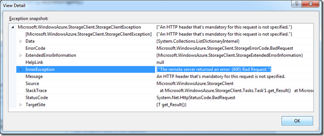"The remote server returned an error: (400) Bad Request."